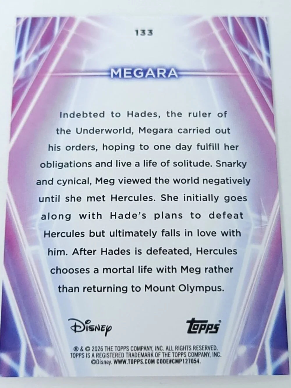 Megara Topps 2026 Disney Neon Holo Parallel Refractor Limited 030/199 - Picture 4 of 4